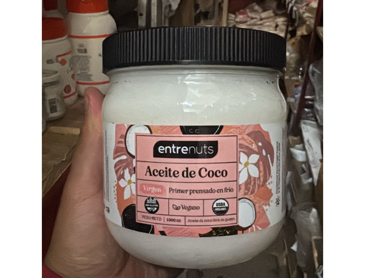 ACEITE DE COCO x 1000 CC VIRGEN ENTRE NUTS SIN TACC ORGANICO