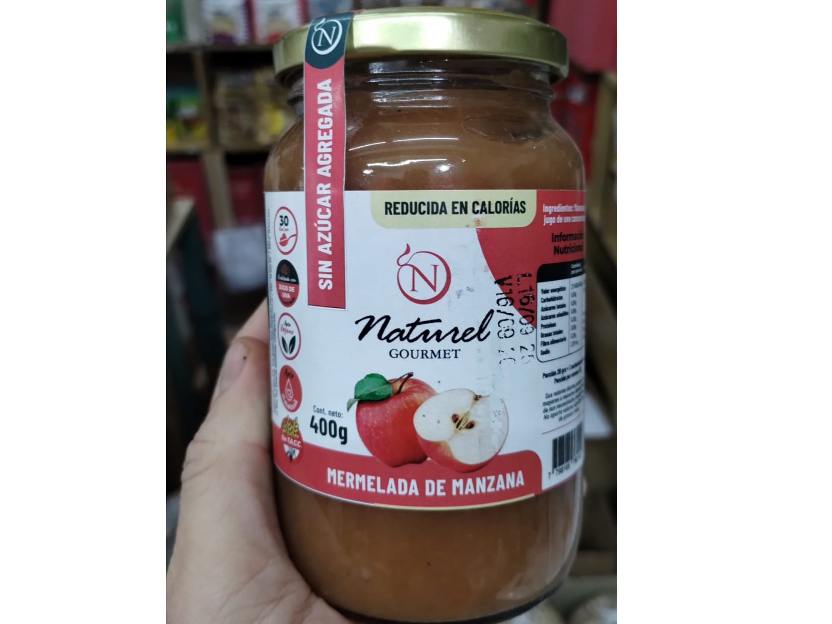 MERMELADA UNTABLE SIN AZUCAR AGREGADA NATUREL x 400 GRS MANZANA