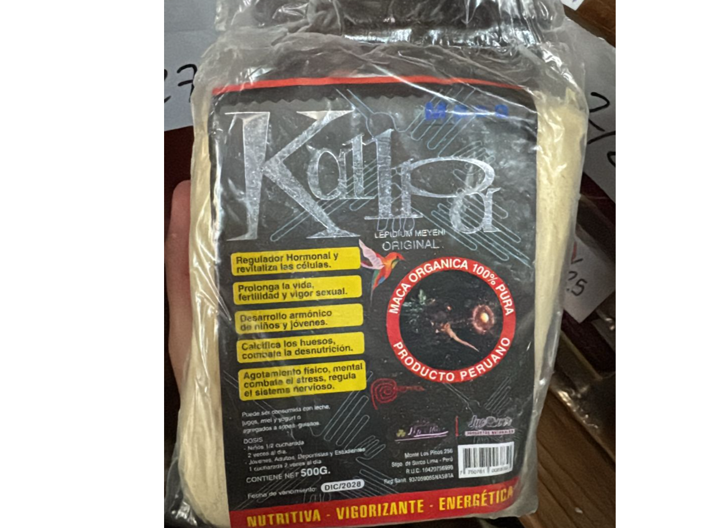 MACA NEGRA ORGANICA KALLPA x 500 GRS