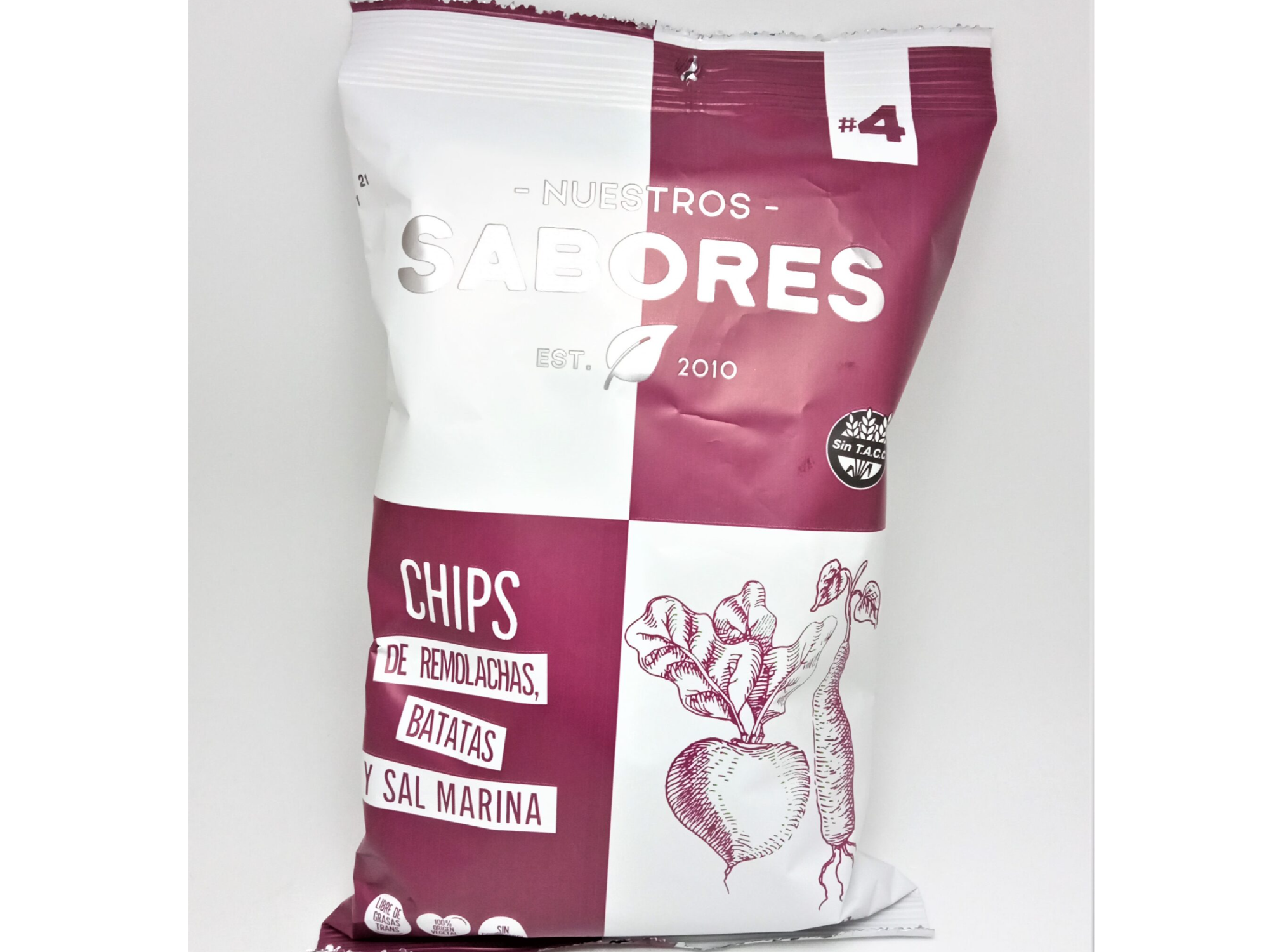 CHIPS DE REMOLACHA Y BATATA CON SAL MARINA SIN TACC x 80 GRS NUESTROS SABORES