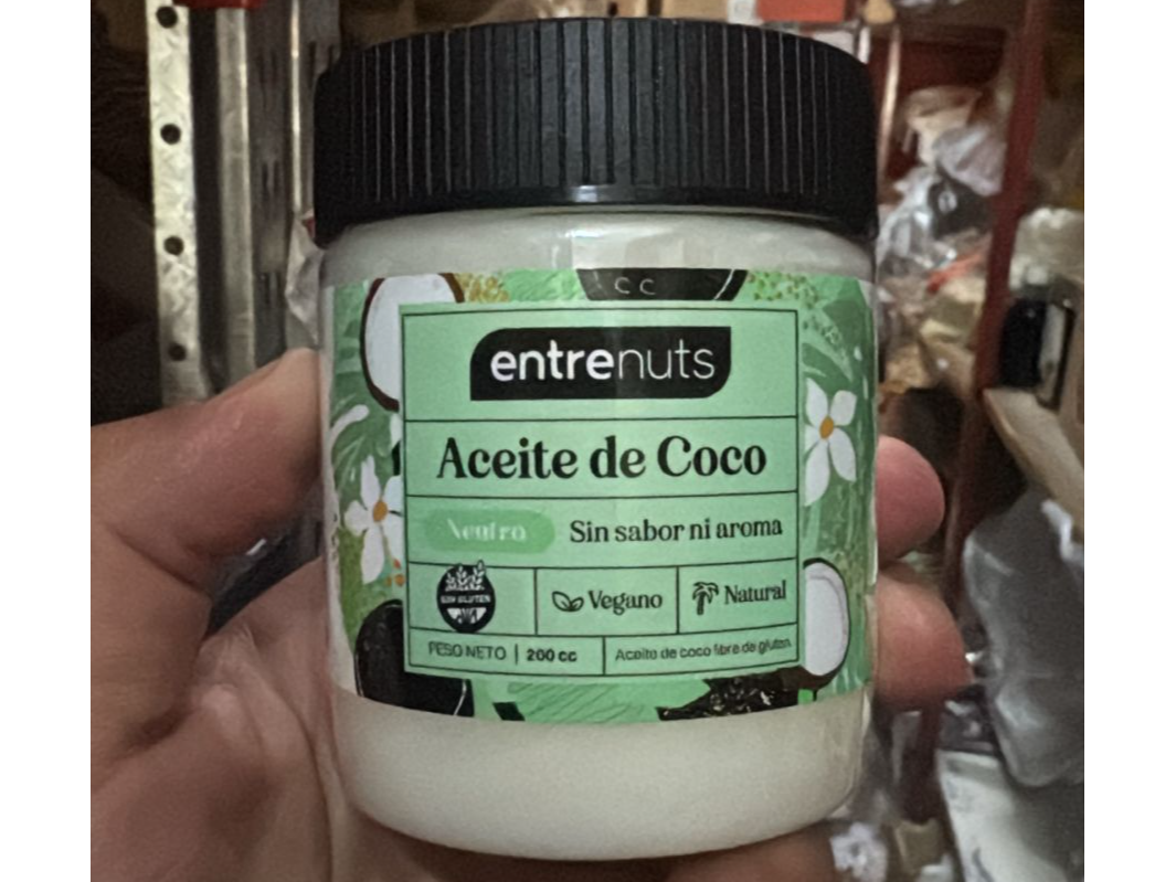 ACEITE DE COCO x 200 CC NEUTRO ENTRE NUTS SIN TACC