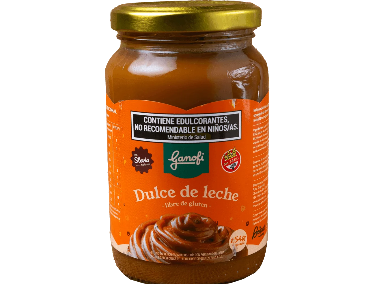 DULCE DE LECHE GANOFI ENDULZADO CON STEVIA x 454 GRS