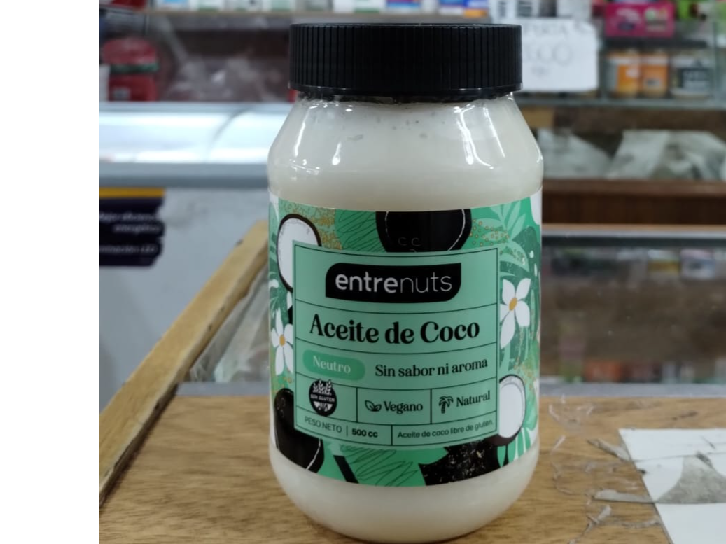 ACEITE DE COCO x 500 CC NEUTRO ENTRE NUTS SIN TACC