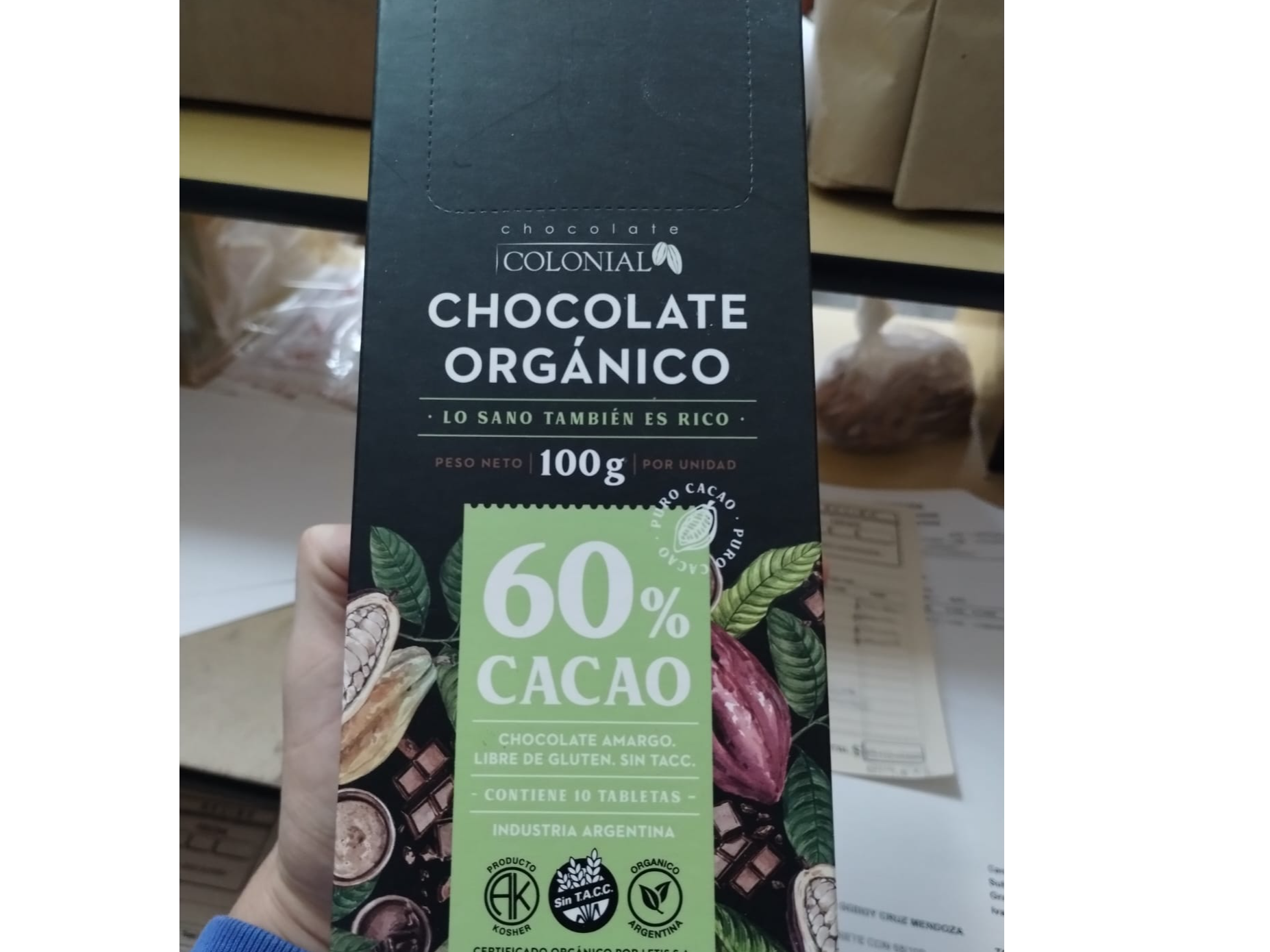 CHOCOLATE ORGANICO COLONIAL AL 60 % x100 GRS