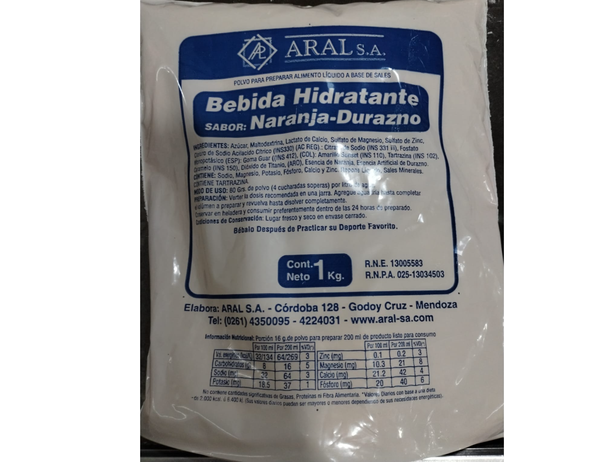 BEBIDA ISOTONICA SABOR NARANJA-DURAZNO