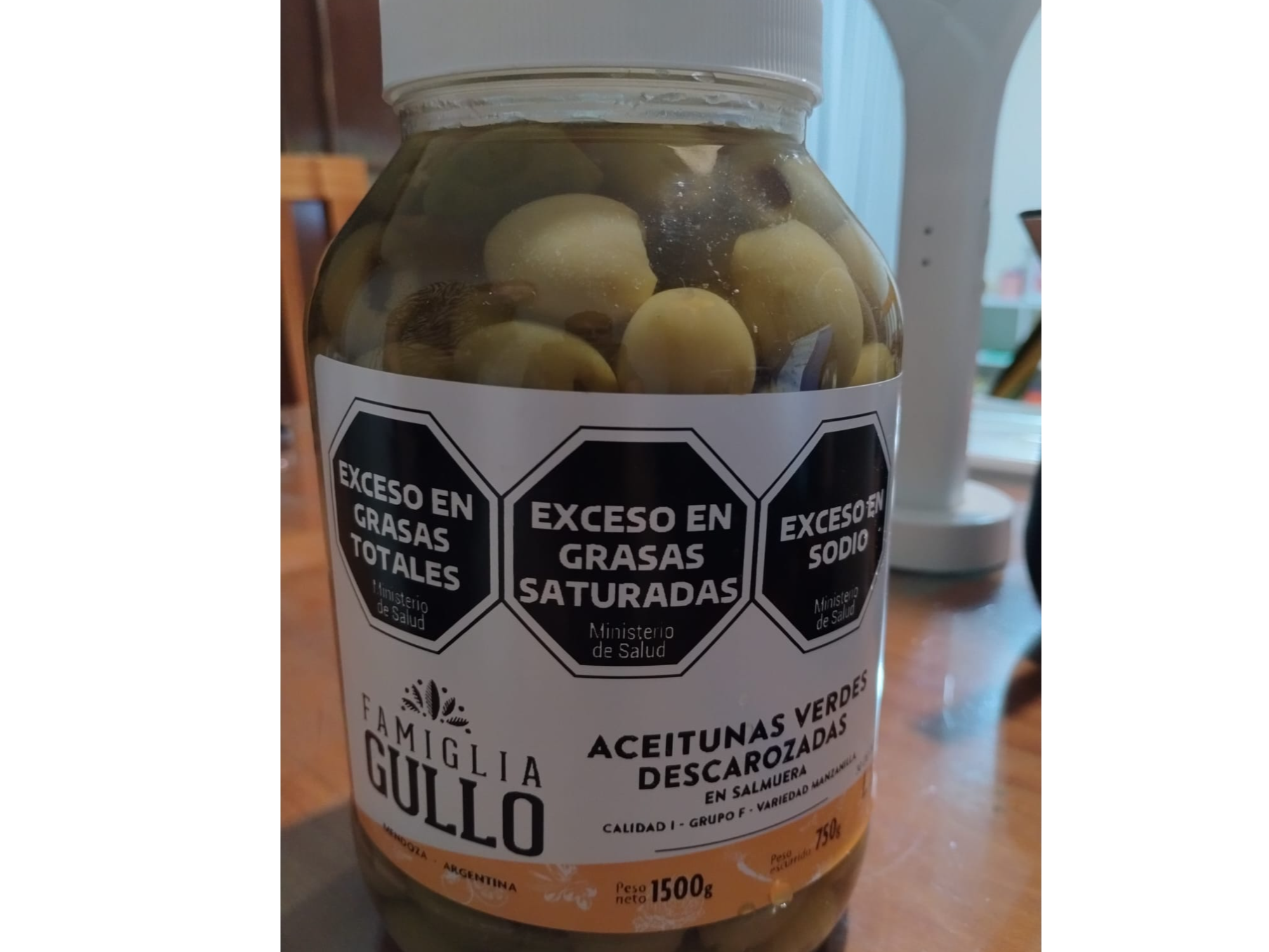 ACEITUNAS VERDES DESCAROZADAS x 1,5 KG FAMIGLIA GULLO