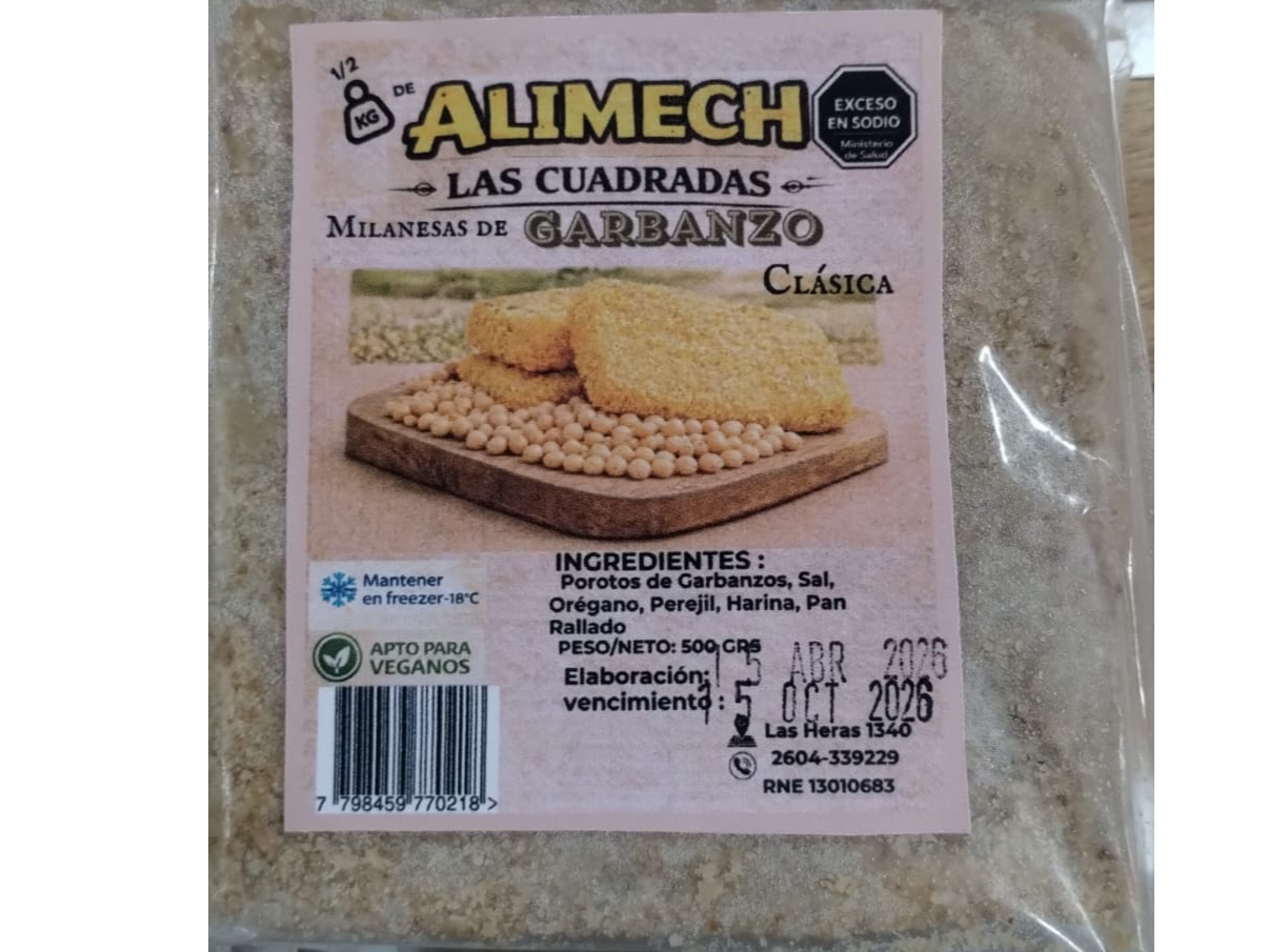 MILANESAS DE GARBANZOS CLASICA x 500 GRS ALIMECH