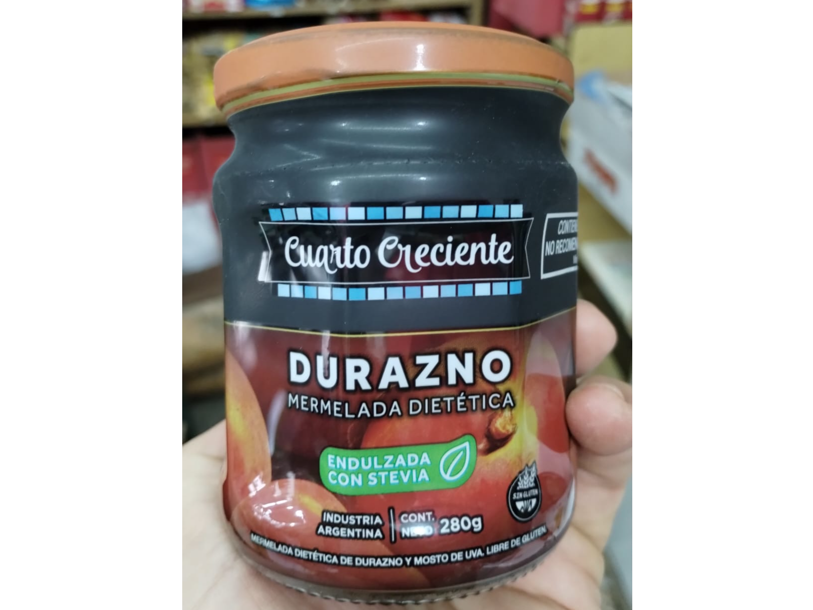 MERMELADA  CUARTO CRECIENTE CON STEVIA DURAZNO x 300 GRS