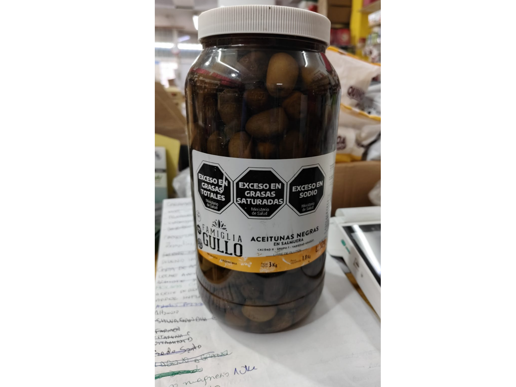 ACEITUNAS NEGRAS EN SALMUERA x 1,8 KG FAMIGLIA GULLO