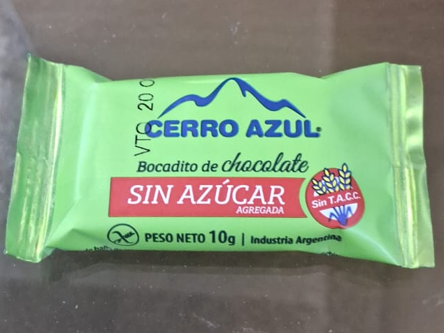 BOCADITOS DE CHOCOLATE CON STEVIA SIN TACC CERRO AZUL x 10 GRS