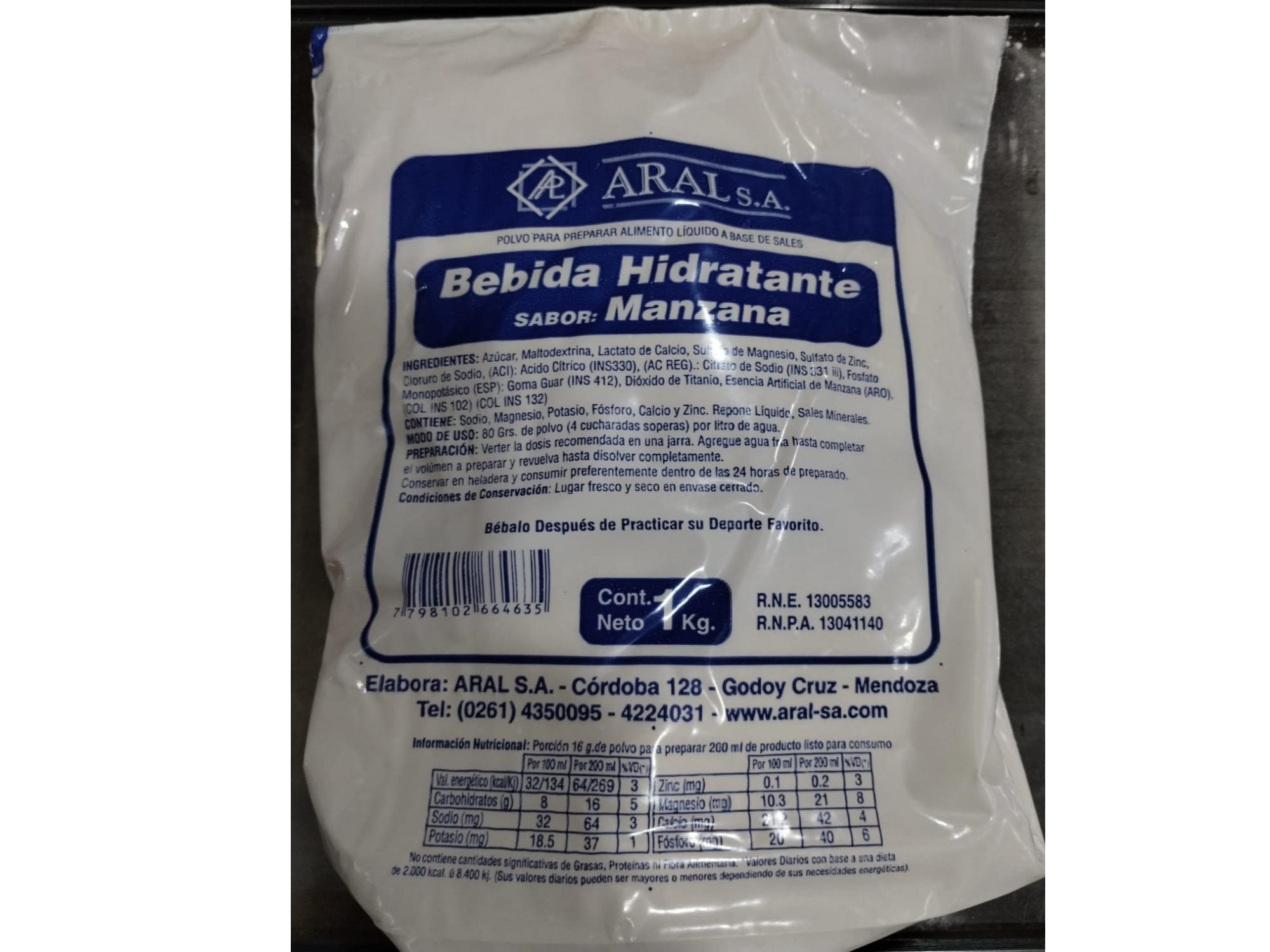 BEBIDA ISOTONICA SABOR MANZANA