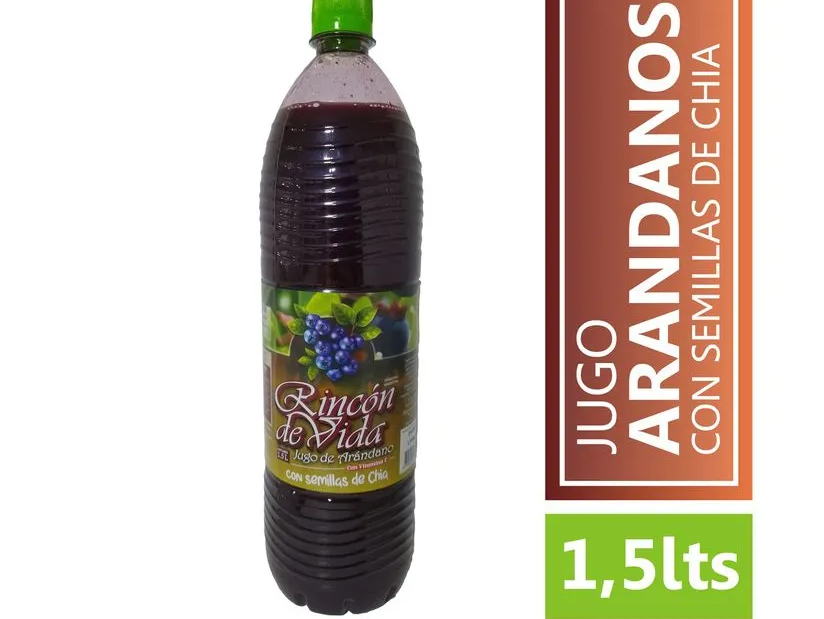 JUGO DE ARANDANO RINCON DE VIDA CON STEVIA Y CON CHIA x 1.5 LTS