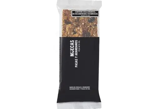 BARRAS CEREAL PASAS Y ARANDANOS SIN AZUCAR x 45 GRS MUECAS