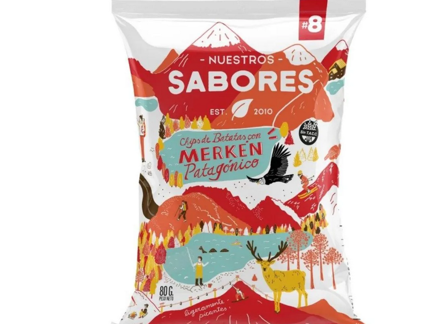 CHIPS DE BATATA CON MERKEN PATAGONICO SIN TACC x 80 GRS NUESTROS SABORES