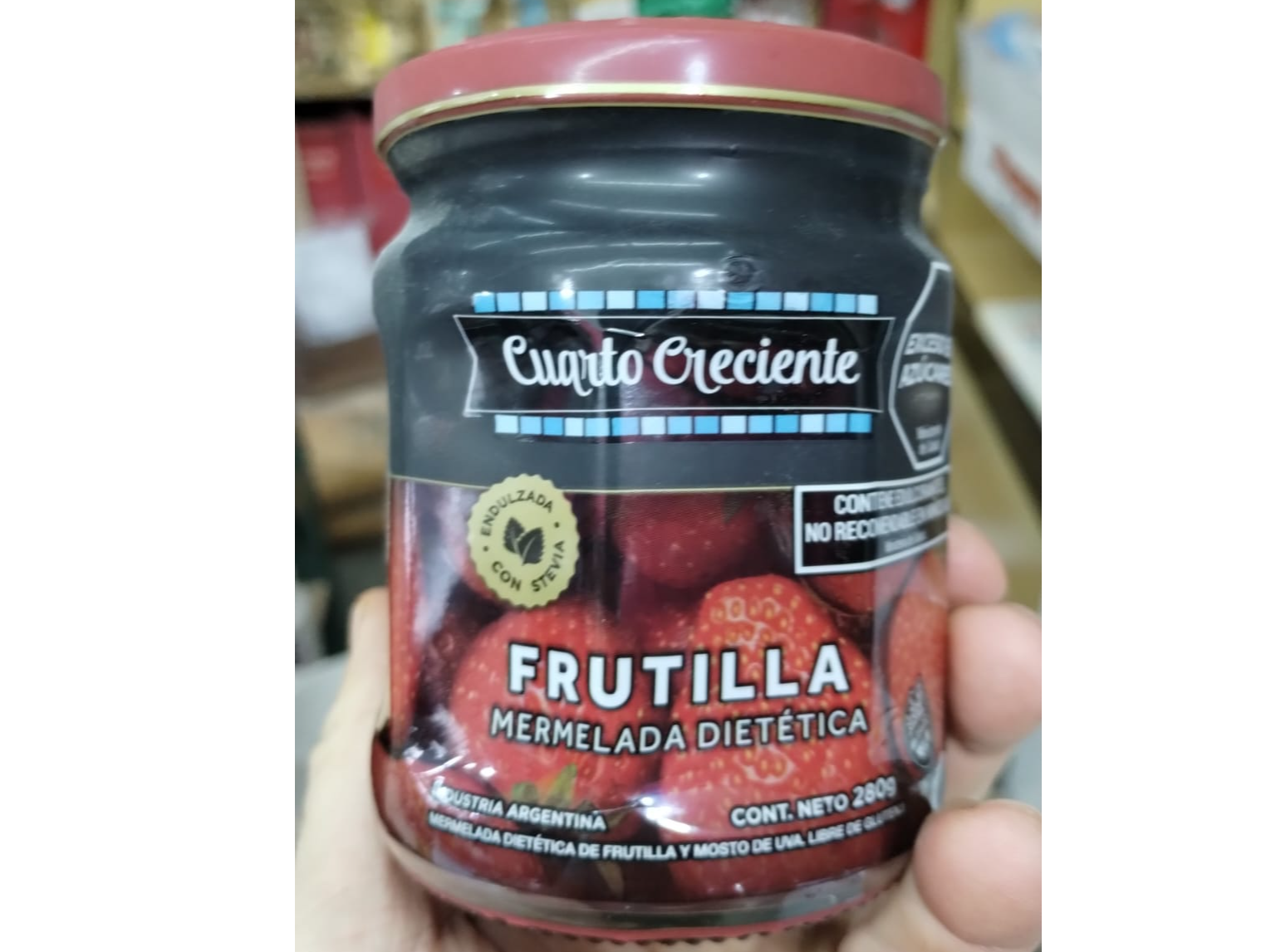 MERMELADA CUARTO CRECIENTE CON STEVIA FRUTILLA x 300 GRS