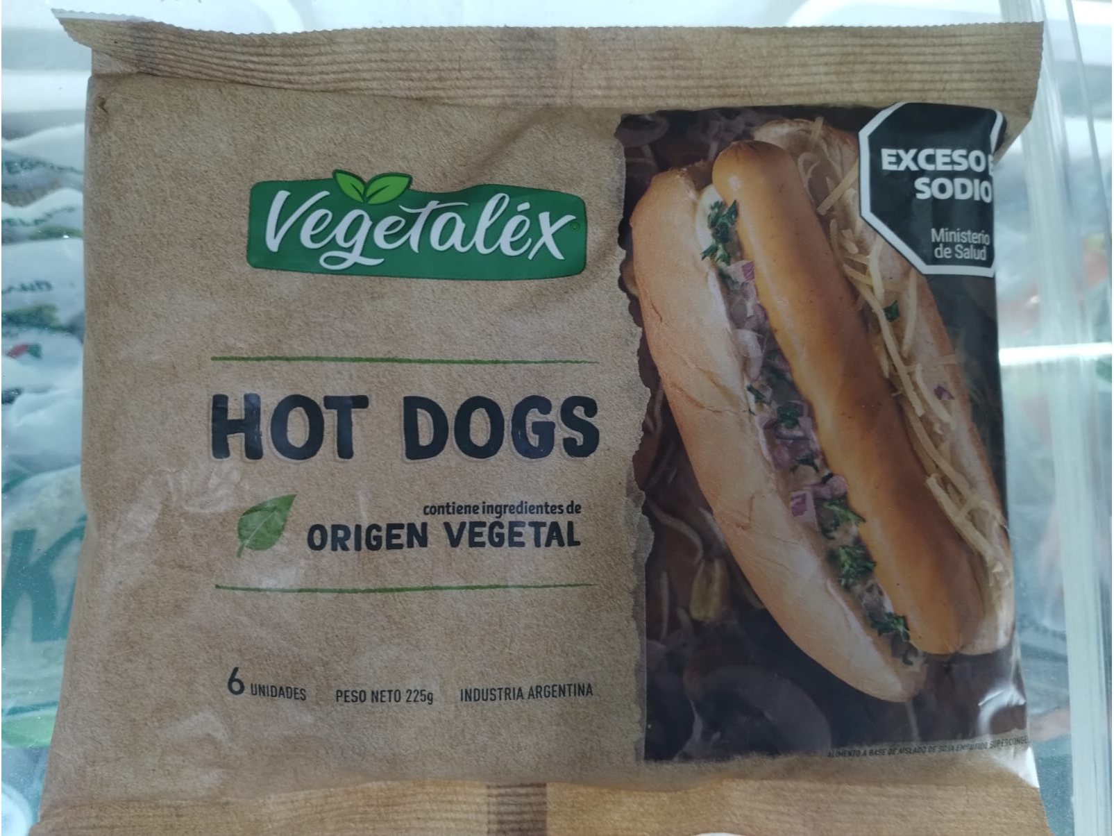 SALCHICHAS HOT DOGS ORIGEN VEGETAL x 225 GRS 6 UNID. VEGETALEX