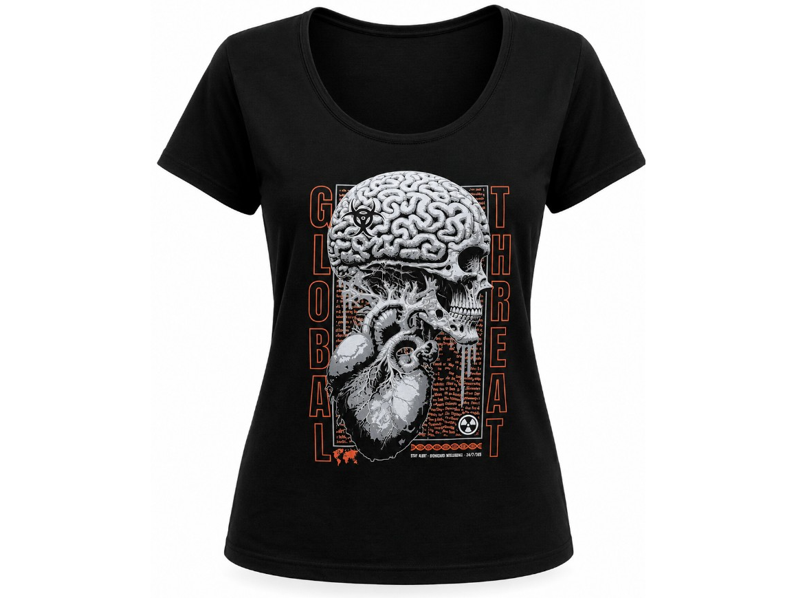 Remera negra estampada mujer talle XXL
