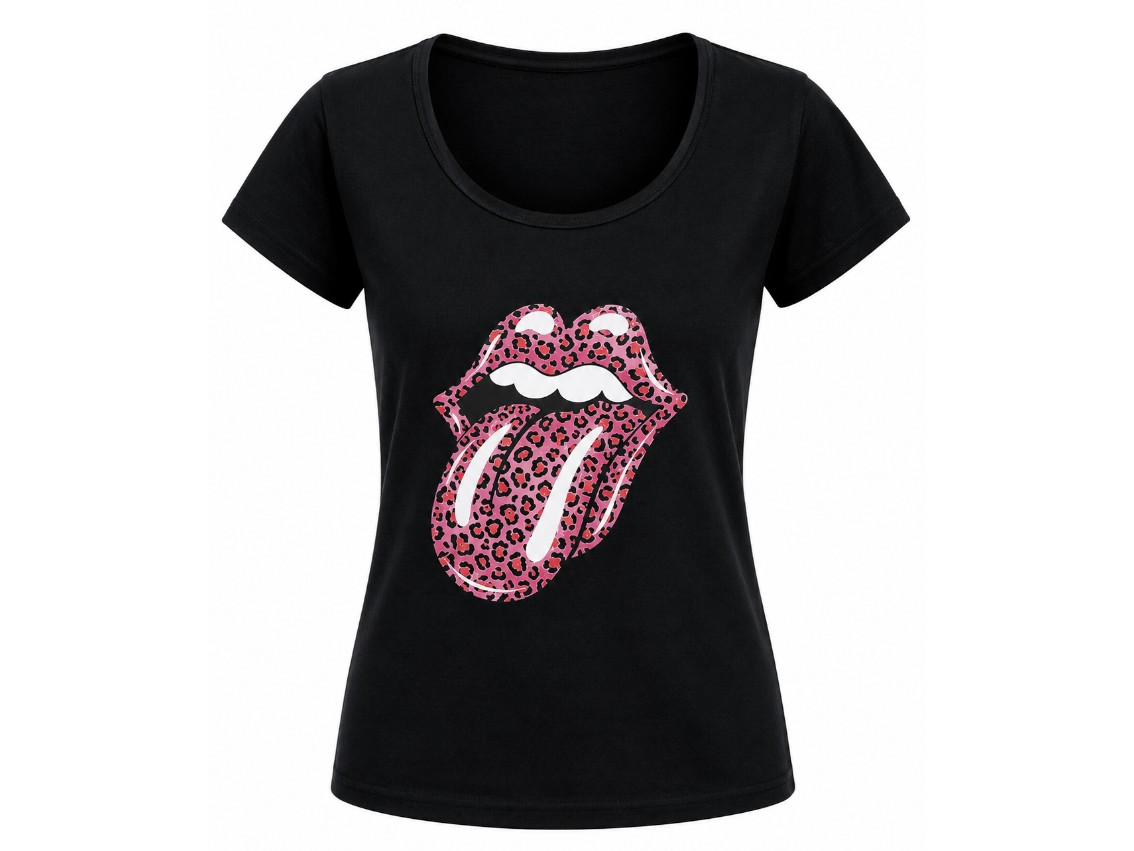 Remera negra estampada mujer M