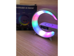 Reloj Velador Luz Led 15 X 15 Cm Bluetooth Cargador Celular