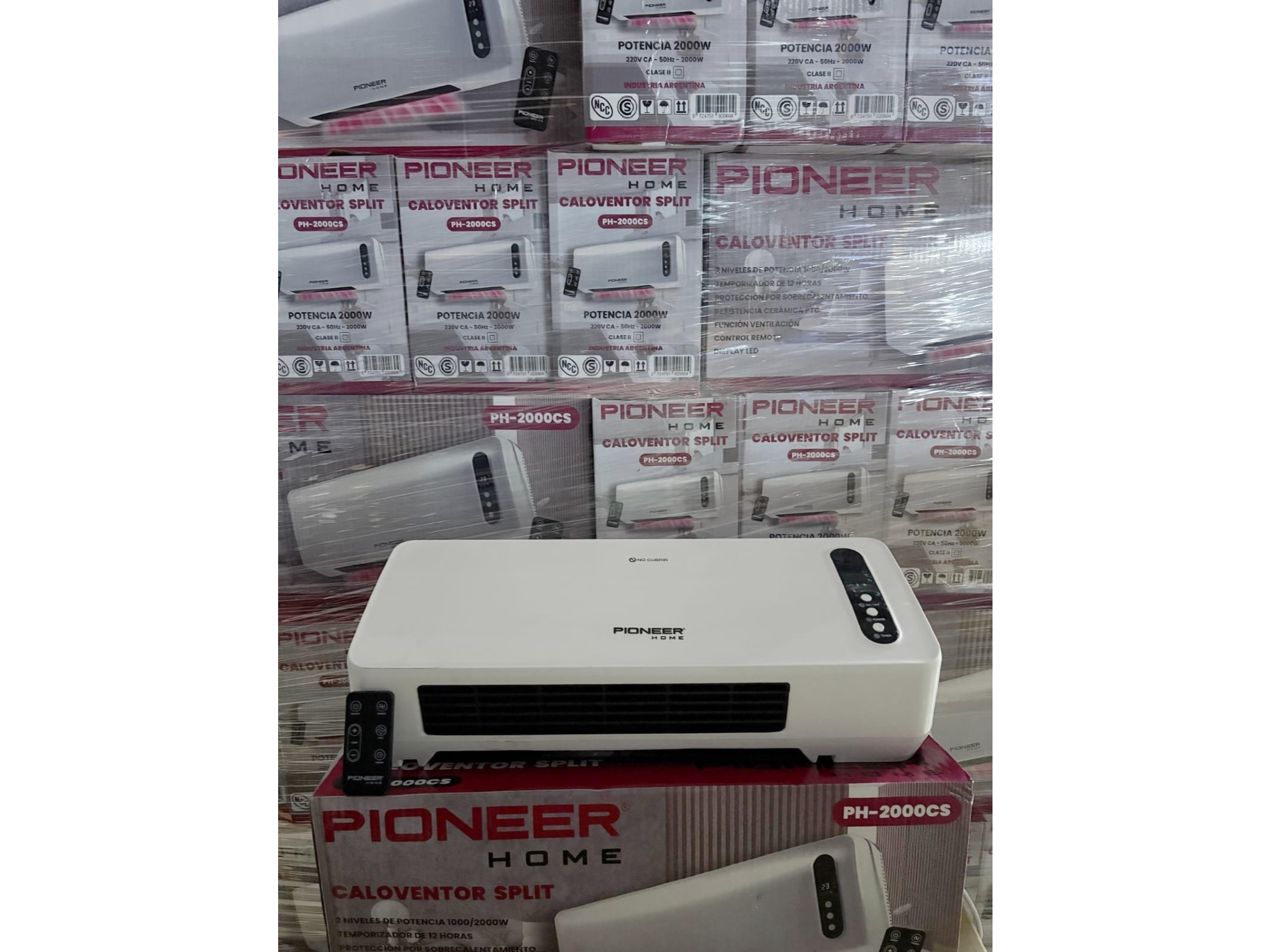 Caloventor Split Eléctrico Pioneer 1000/2000w C/ Cot Remoto Color Blanco