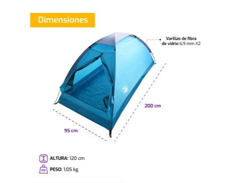 Carpa Iglú Dome Pack 2 Personas 200x120x95cm