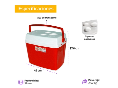 Conservadora Portátil Botafogo 26 Lts Rojo