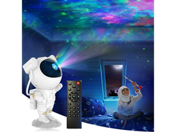 VELADOR ASTRONAUTA CON PROYECCION DE GALAXIA Y PARLANTE BT