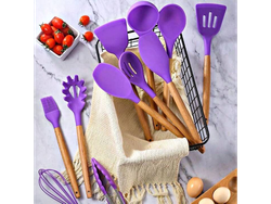 SET DE UTENSILLOS DE COCINA 12 PCS SILICONA Y MADERA