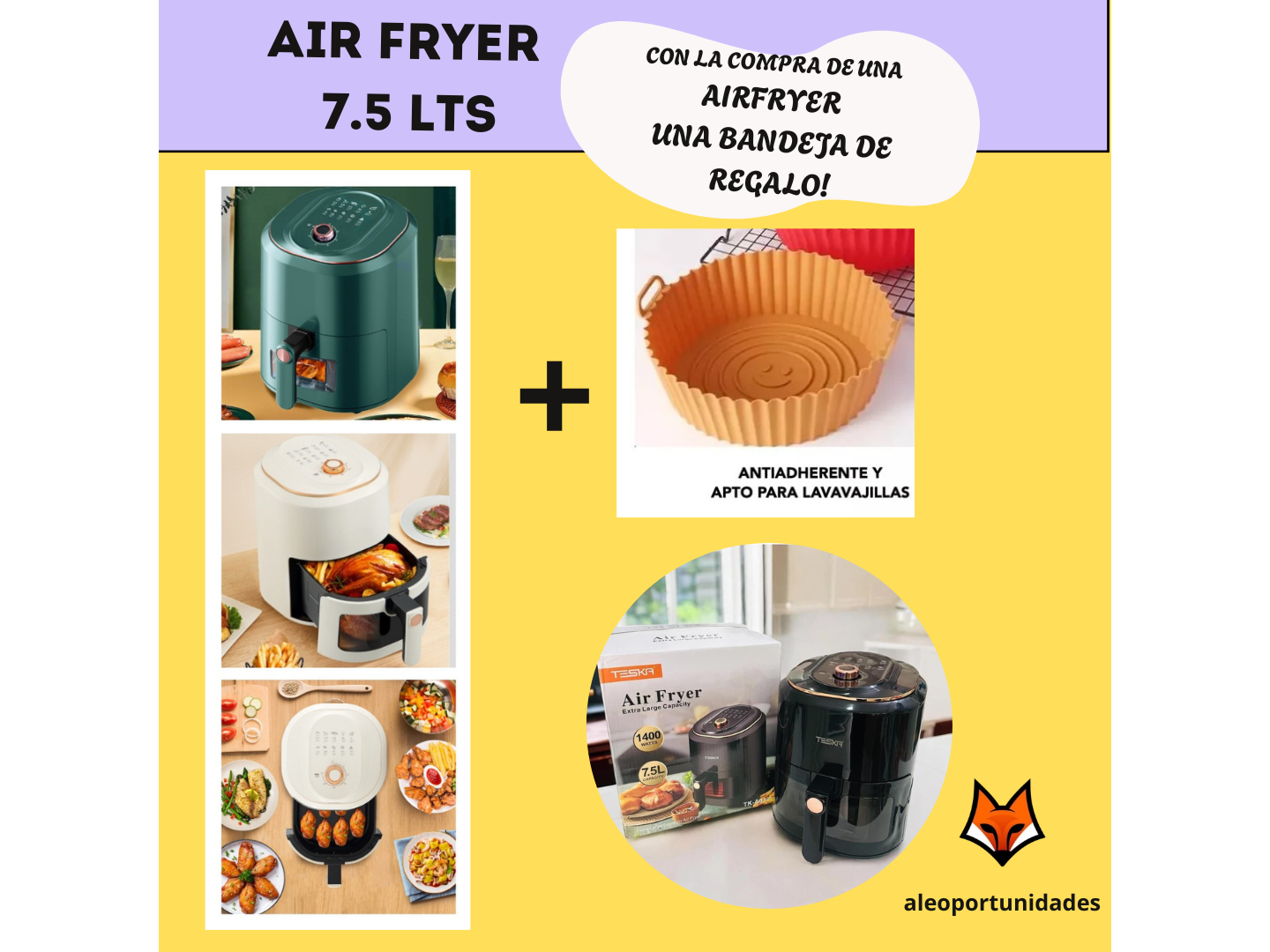 Freidora de Aire (Air Fryer) TESKA 7,5 Litros 1400W 🎁