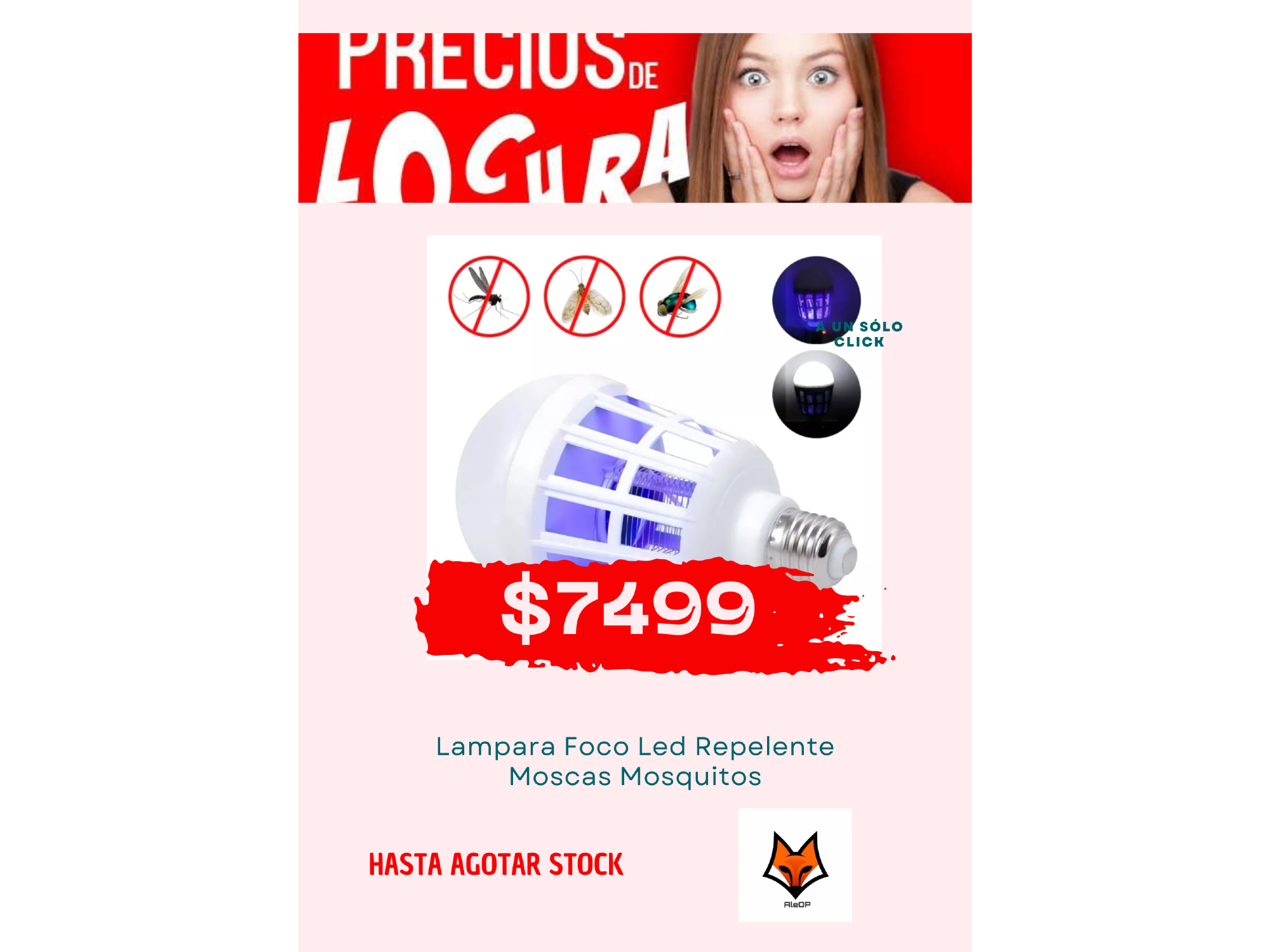 FOCO MATA MOSCAS Y MOSQUITOS CON LUZ BLANCA