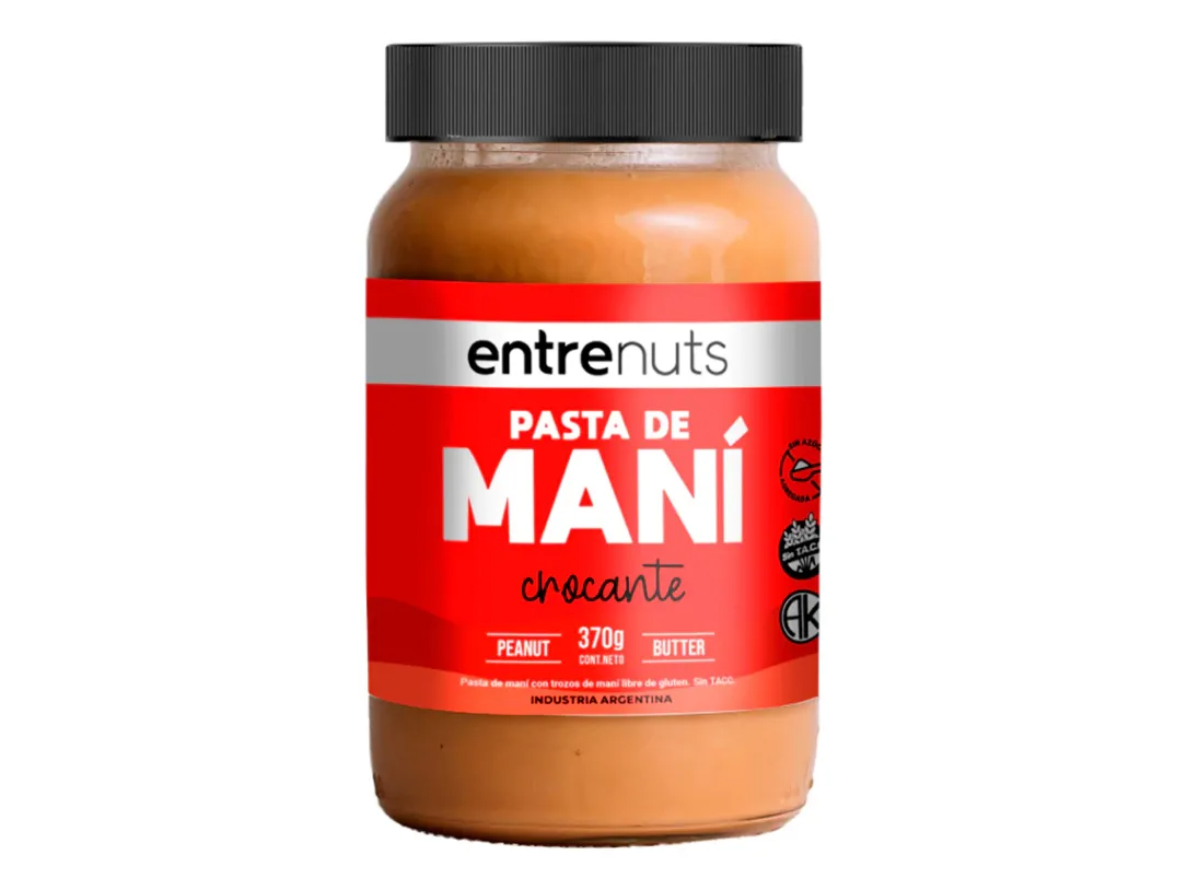Pasta Maní Entrenuts crocante X 370 Gr - Sin Gluten Sin Tacc
