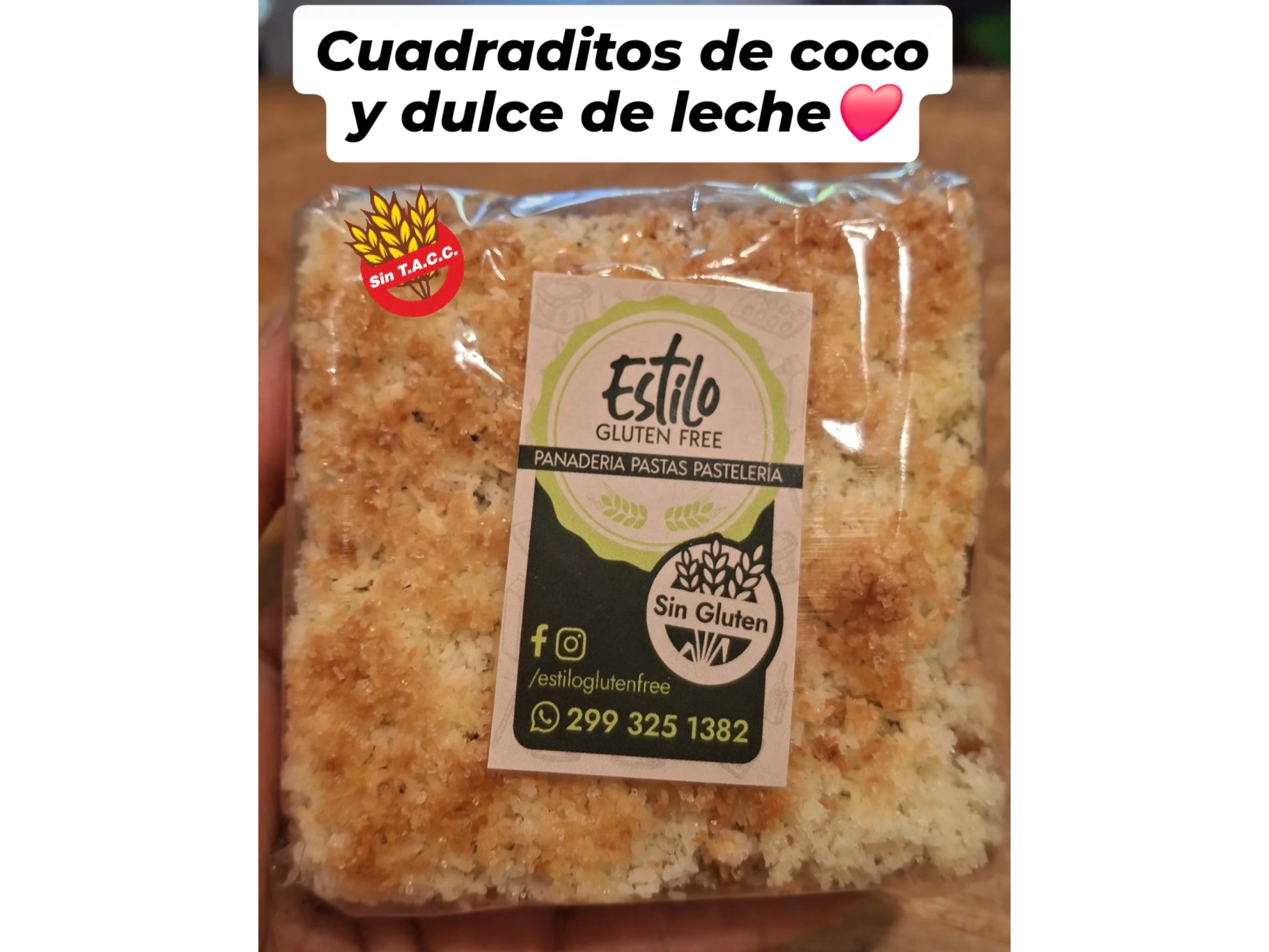 Cuadrado con coco y dulce de leche
