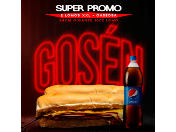 PROMO 2 Lomito Completo + 2 Papas fritas + 1 GASEOSA DE REGALO ! (PEPSI O 7UP 2LTS)