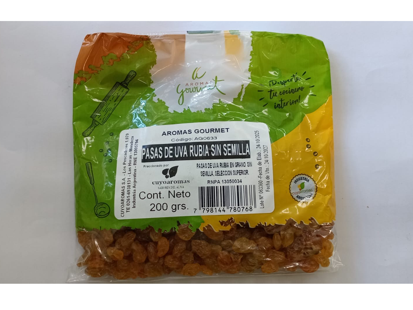 PASAS DE UVA RUBIA SIN SEMILLA X 200g.