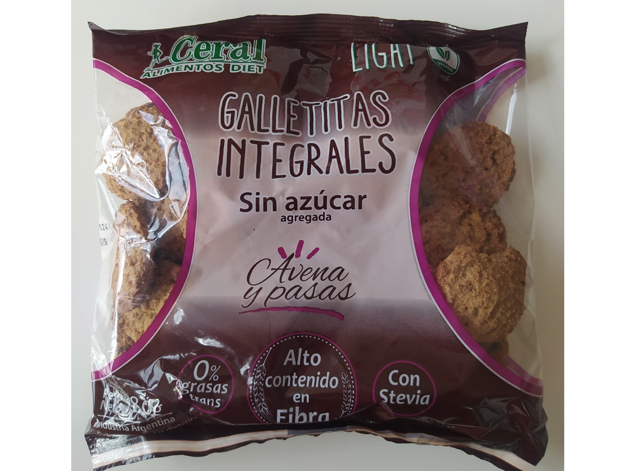 GALLETITAS INTEGRALES AVENA Y PASAS