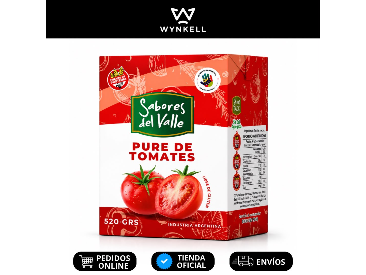 Pure de Tomate Sabores del Valle 520gr.