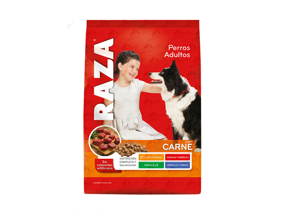 Raza Perros Adultos Carne x1kg.