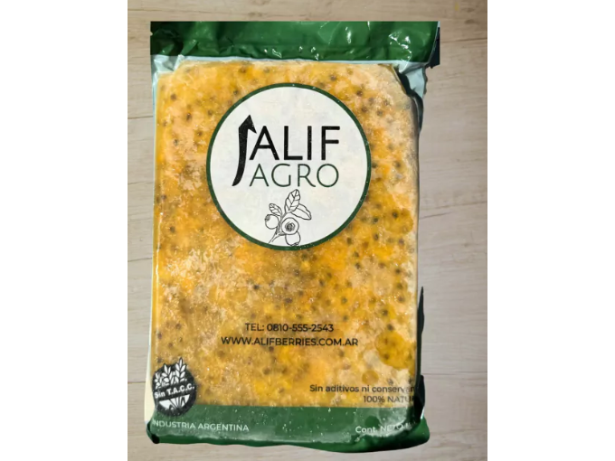Pulpa de maracuyá con semillas, caja 10 x 1 kg