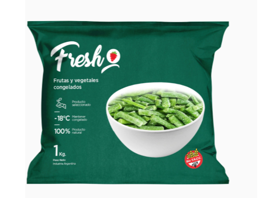 Chaucha congelada IQF, bulto 10 x 1 kg