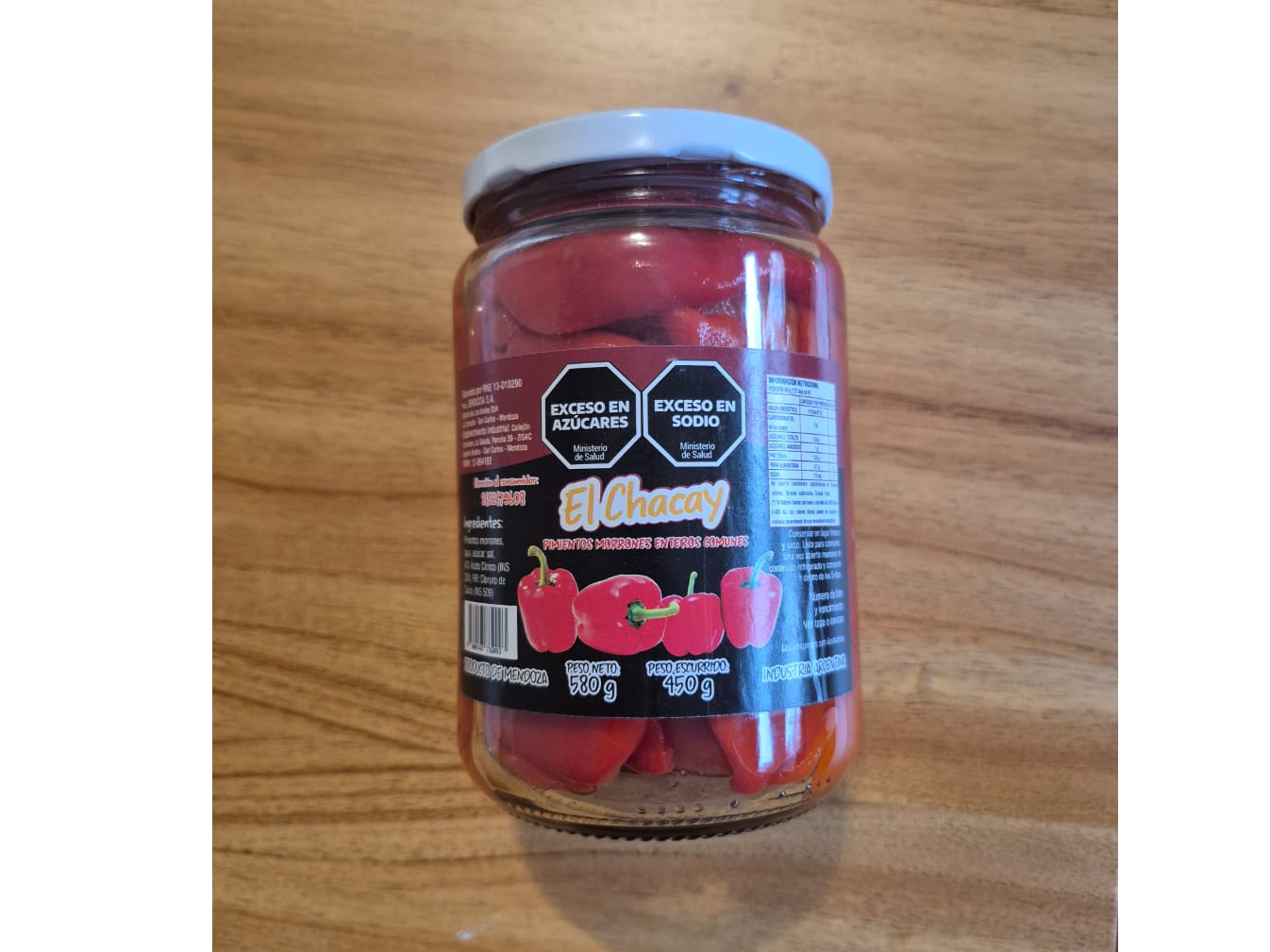 Pimiento morrón entero "El Chacay" x 580 gr