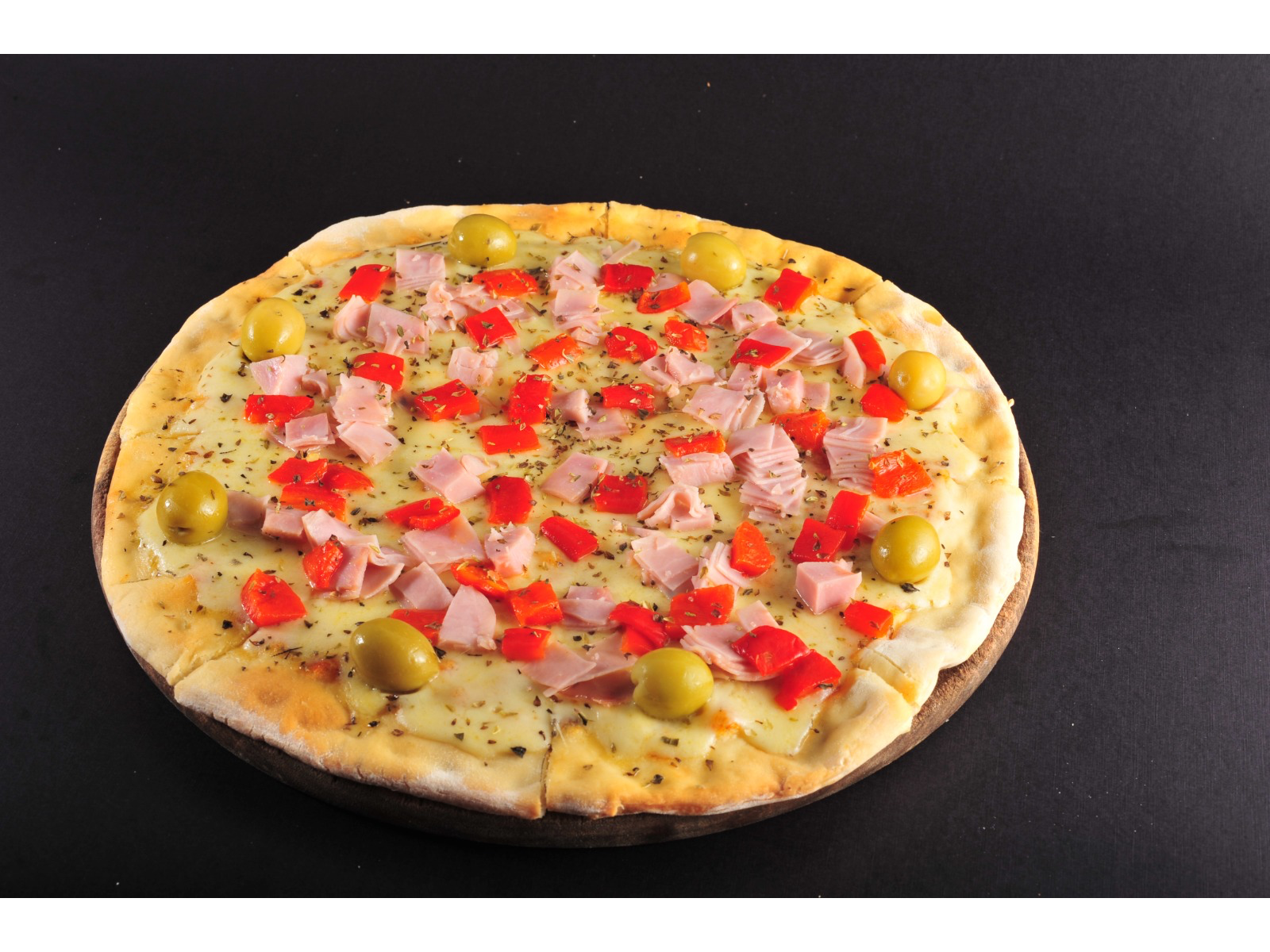 Pizza chica de 4 porciones Muzza c/morrones