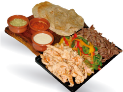 Fajitas de CARNE con 3 salsas y 8 tortillas