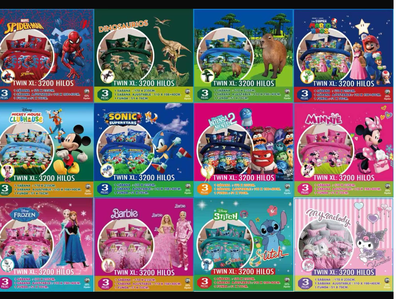 Sábanas 1 plaza y media (PACK X6)