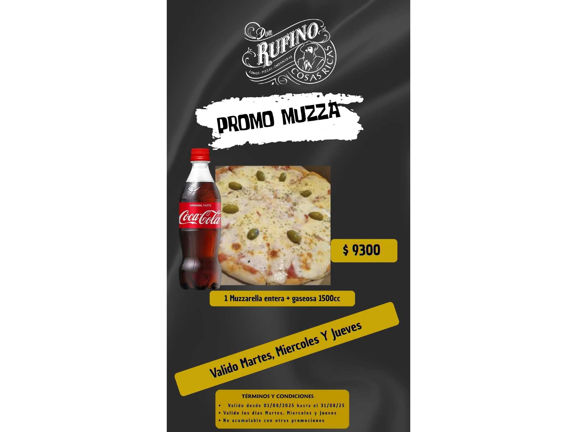 Muzzarella entera+gaseosa1500cc