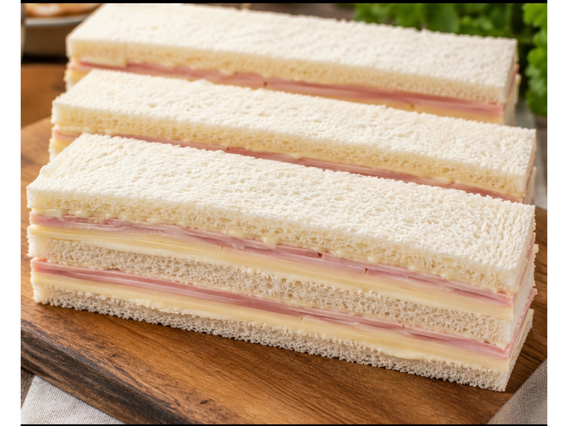 Docena de.SANDWICH DE MIGA TRIPLES Xl de jamon y queso