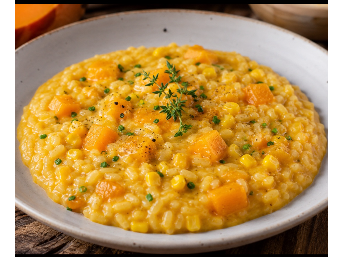 Risotto de calabaza y choclo