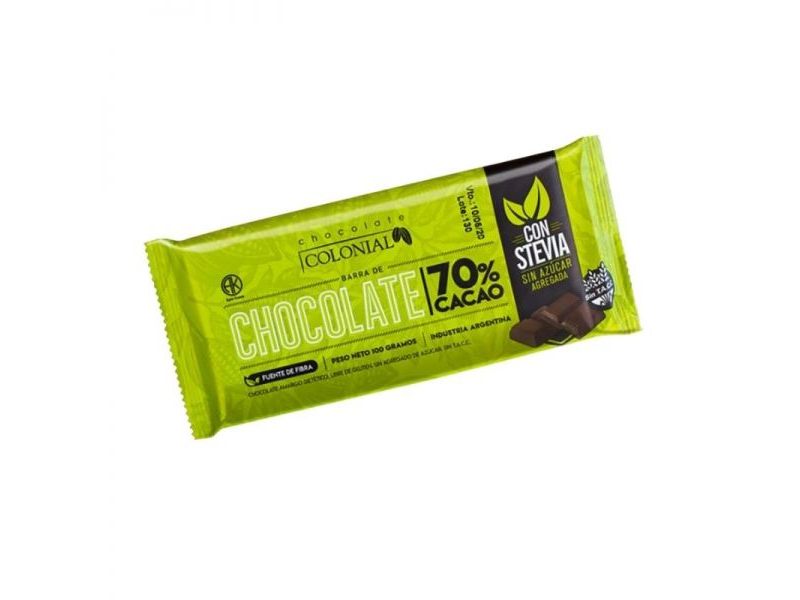 CHOCOLATE COLONIAL SIN AZUCAR 70%CACAO X 100GR