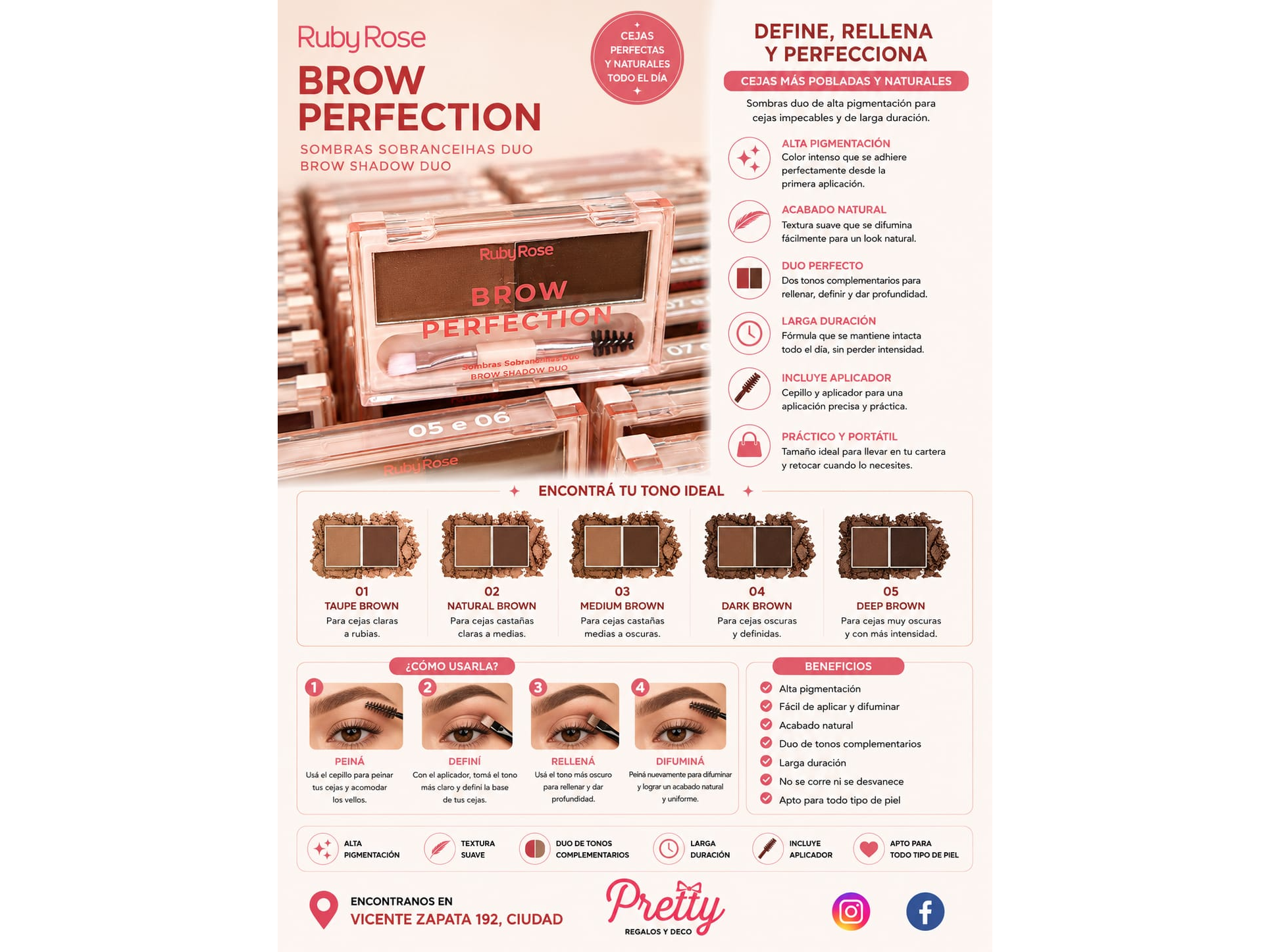 Sombra para cejas Ruby Rose Brow Perfection Duo