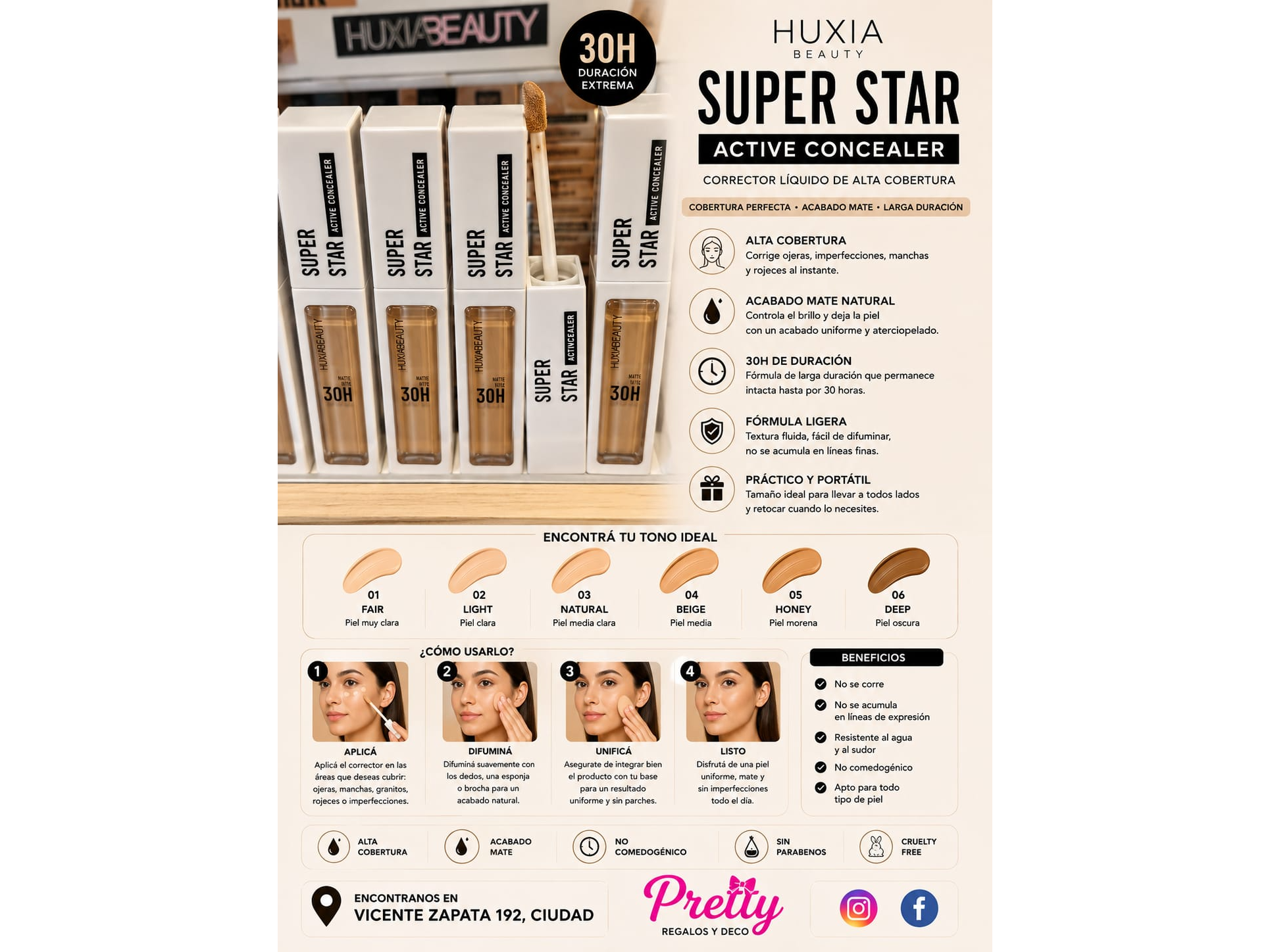 Corrector líquido Huxia Beauty Super Star Active Concealer