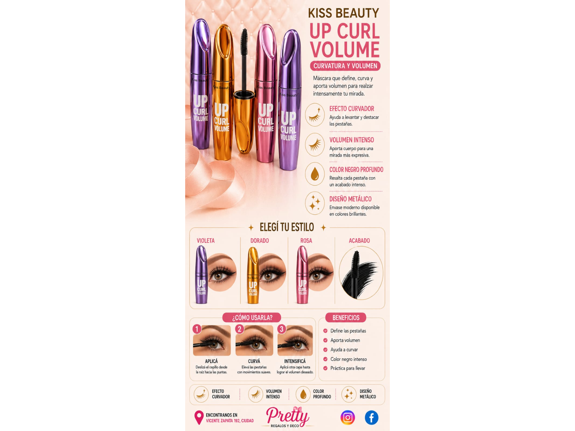 Máscara de pestañas Kiss Beauty Up Curl Volume